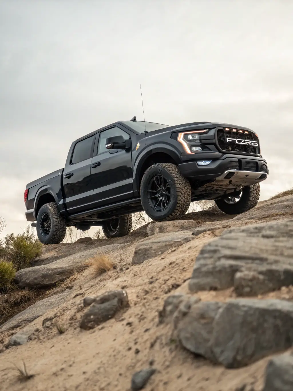 A professional image depicting a well-designed print advertisement for a new truck model in a leading automotive magazine.